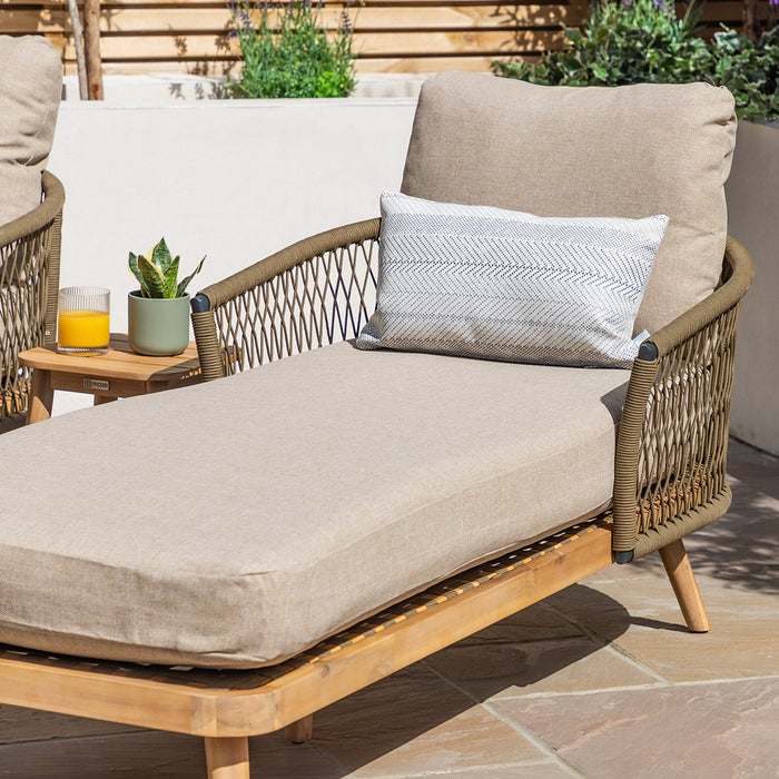 Bali Rope Weave Double Sunlounger Set with Small Square Coffee Table