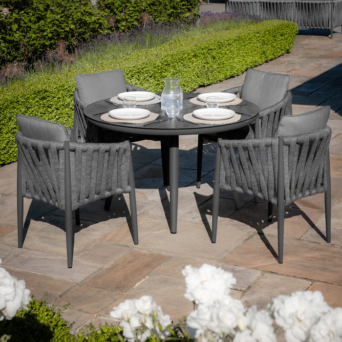 Milan Rope Weave 4 Seat Round Dining Set