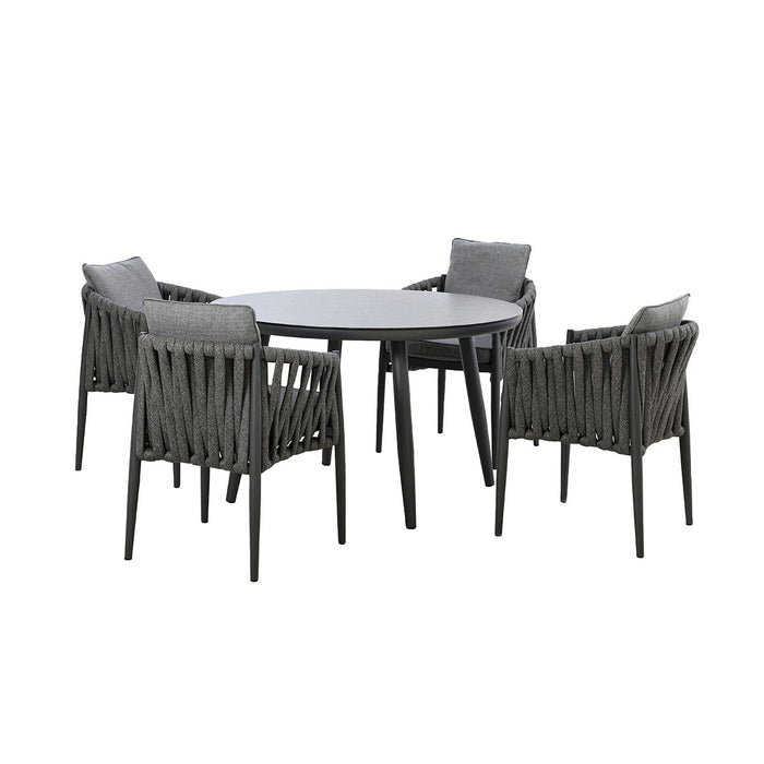 Milan Rope Weave 4 Seat Round Dining Set