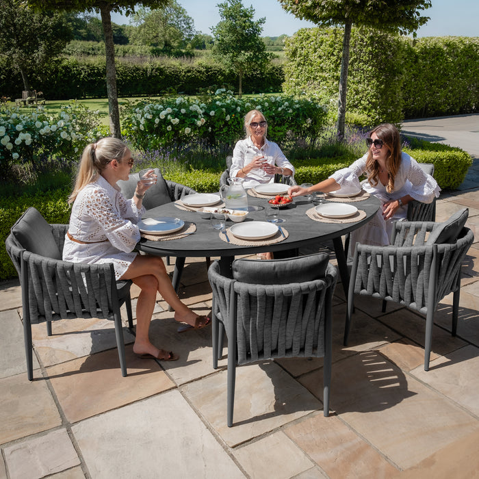 Milan Rope Weave 6 Seat Oval Dining Set
