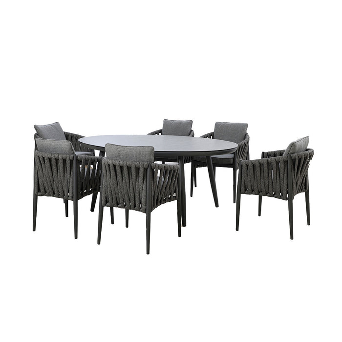Milan Rope Weave 6 Seat Oval Dining Set