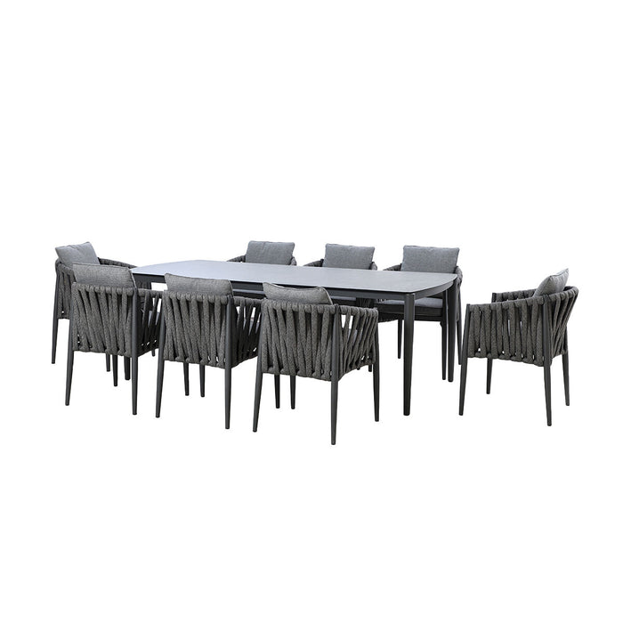 Milan Rope Weave 8 Seat Rectangular Dining Set