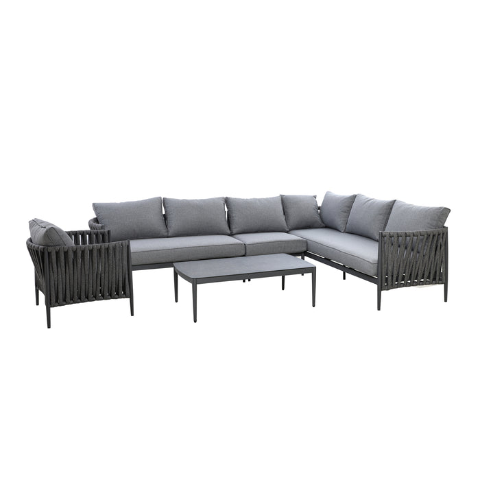 Milan Rope Weave Large Square Corner with Armchair