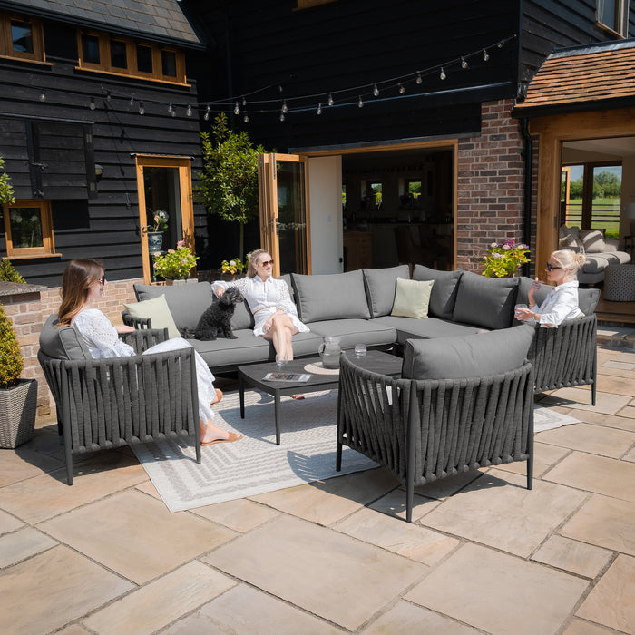 Milan Rope Weave Large Corner with 2 Armchairs