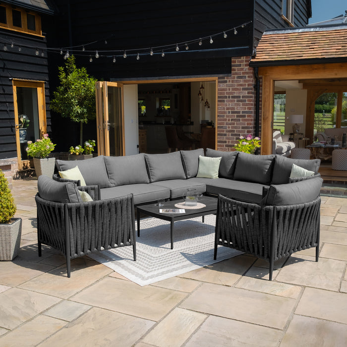 Milan Rope Weave Large Corner with 2 Armchairs