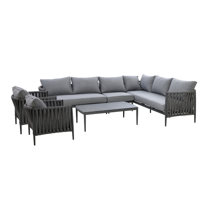 Milan Rope Weave Large Corner with 2 Armchairs