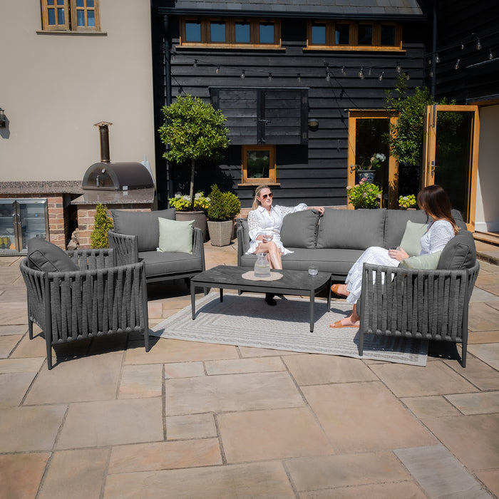 Milan Rope Weave Small Square Corner with 2 Armchairs