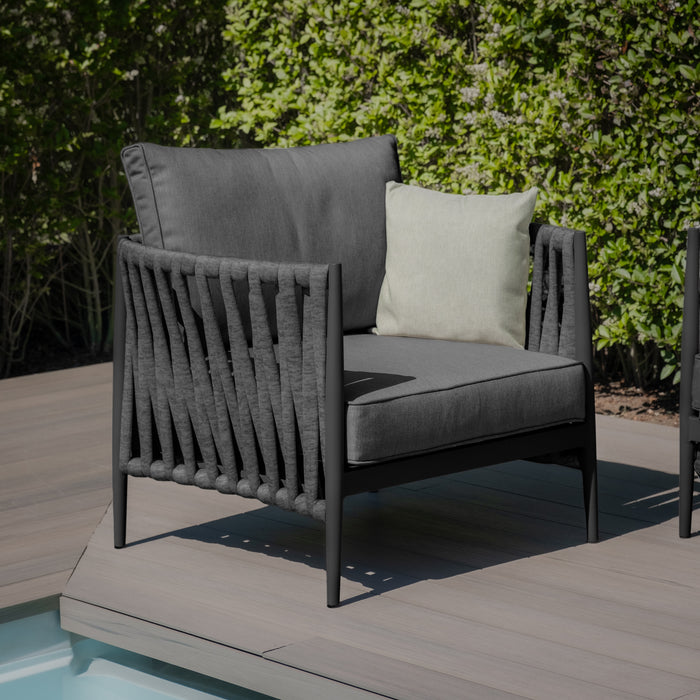 Milan Rope Weave Small Square Corner with 2 Armchairs