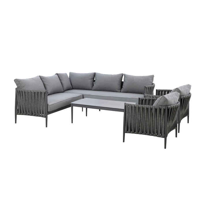 Milan Rope Weave Small Square Corner with 2 Armchairs