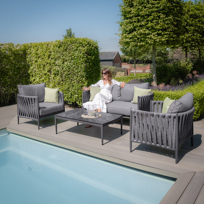 Milan Rope Weave 2 Seat Sofa Set with Rectangular Coffee Table