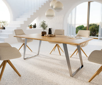 Dining Table Olympus Live Edge 200cm Oak Wood Natural Slanted Frame Steel 32mm