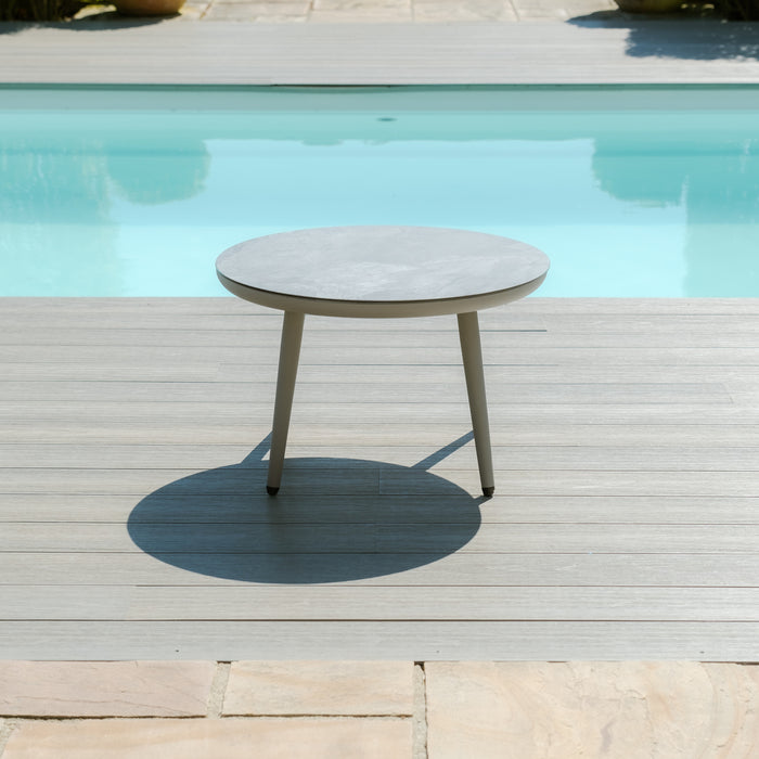 Pair of Round Coffee Tables with Ceramic Marble Effect Tops