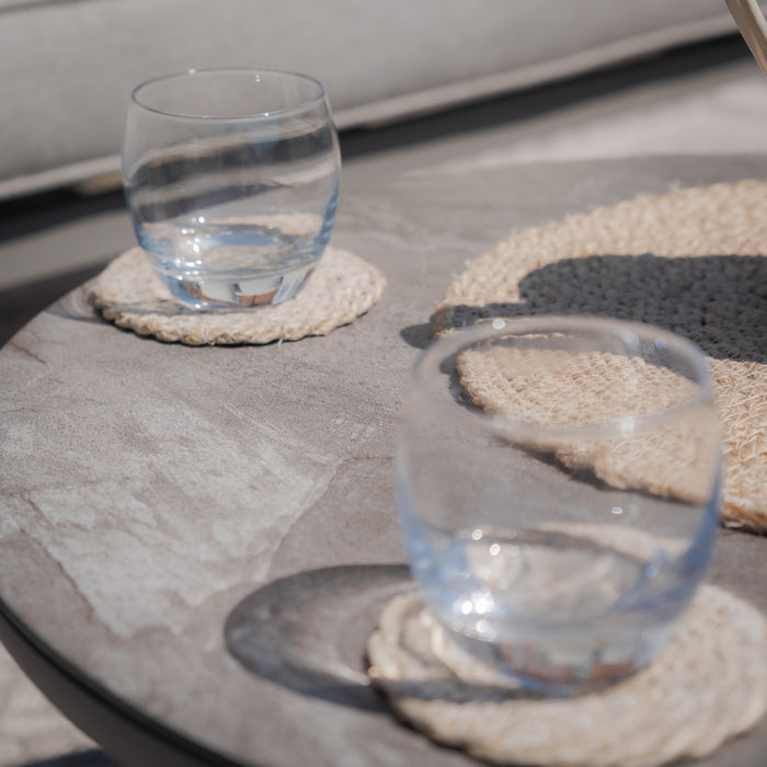 Pair of Round Coffee Tables with Ceramic Marble Effect Tops