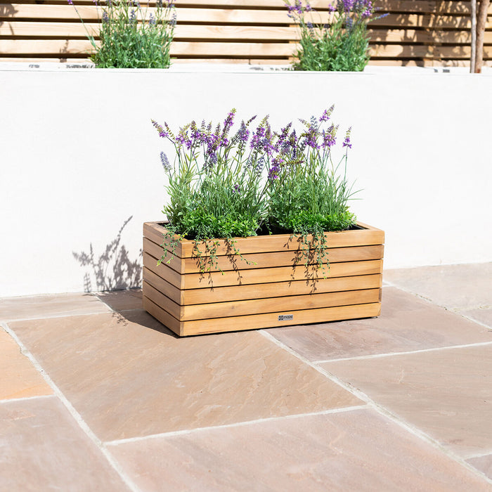 Bali Small Planter with Metal Liner - Acacia Wood