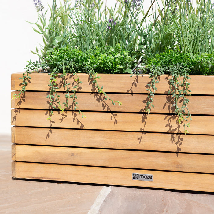 Bali Small Planter with Metal Liner - Acacia Wood