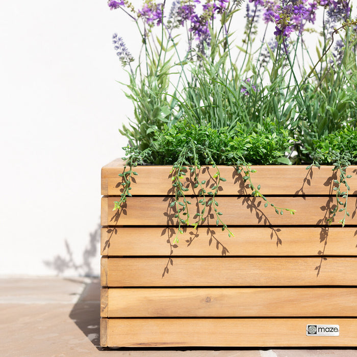Bali Small Planter with Metal Liner - Acacia Wood