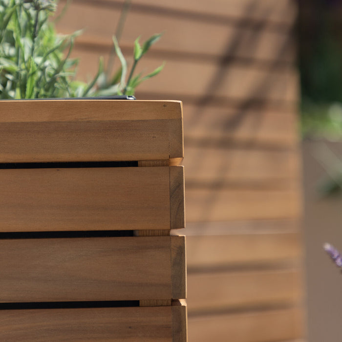Bali Small Planter with Metal Liner - Acacia Wood