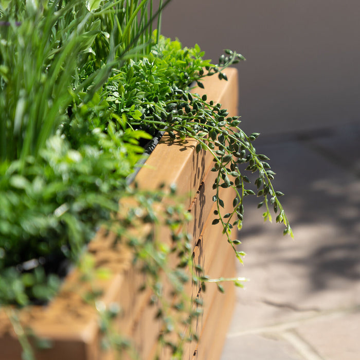 Bali Small Planter with Metal Liner - Acacia Wood