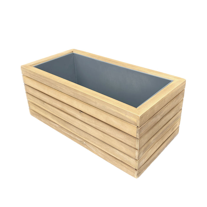 Bali Small Planter with Metal Liner - Acacia Wood