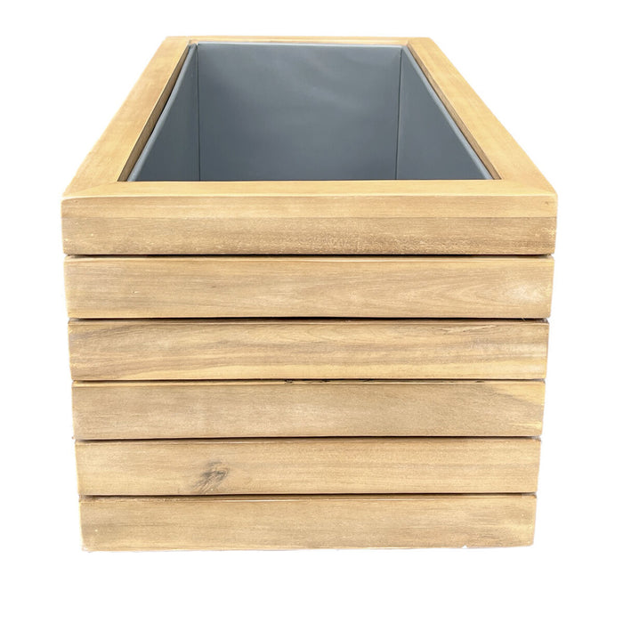Bali Small Planter with Metal Liner - Acacia Wood
