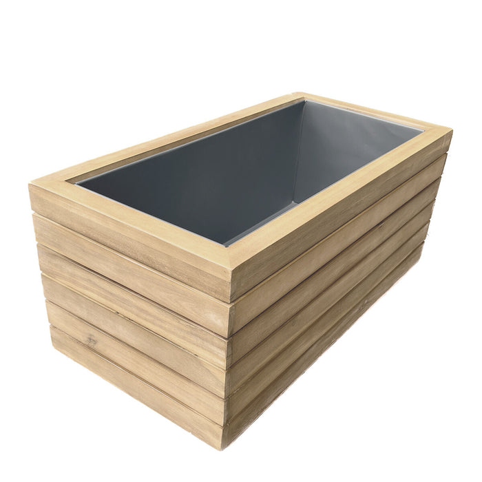 Bali Small Planter with Metal Liner - Acacia Wood