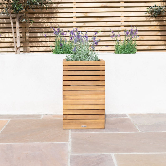 Bali Medium Planter with Metal Liner - Acacia Wood