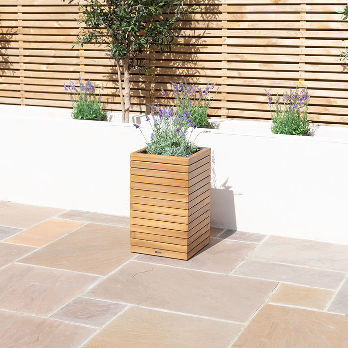 Bali Medium Planter with Metal Liner - Acacia Wood