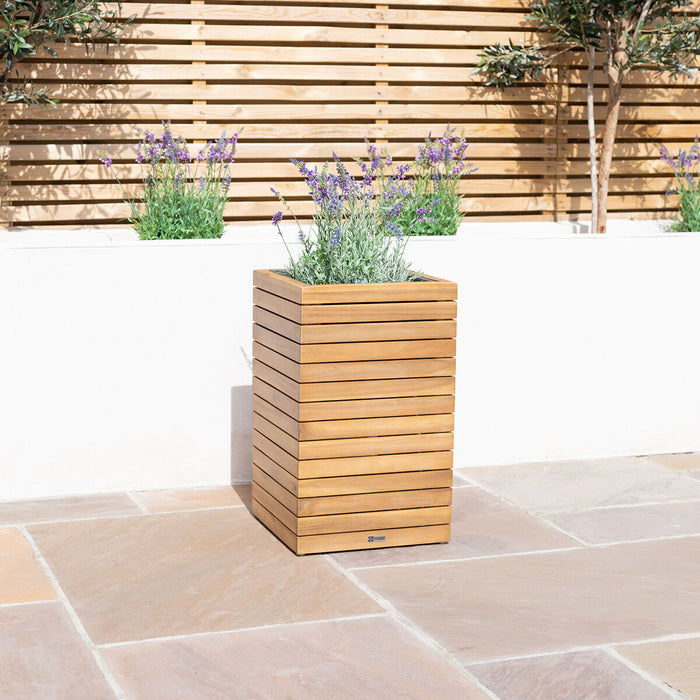 Bali Medium Planter with Metal Liner - Acacia Wood