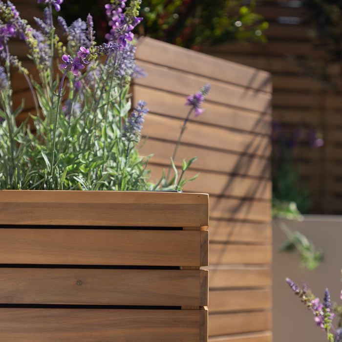 Bali Medium Planter with Metal Liner - Acacia Wood