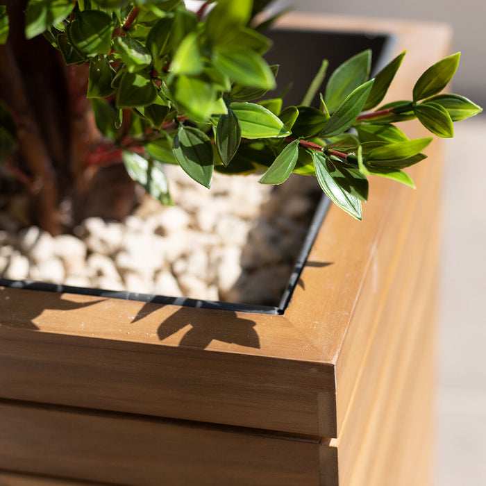 Bali Large Planter with Metal Liner - Acacia Wood