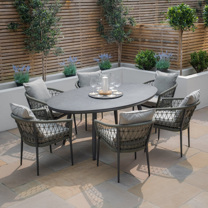Monaco Rope Weave 6 Seat Oval Dining Set