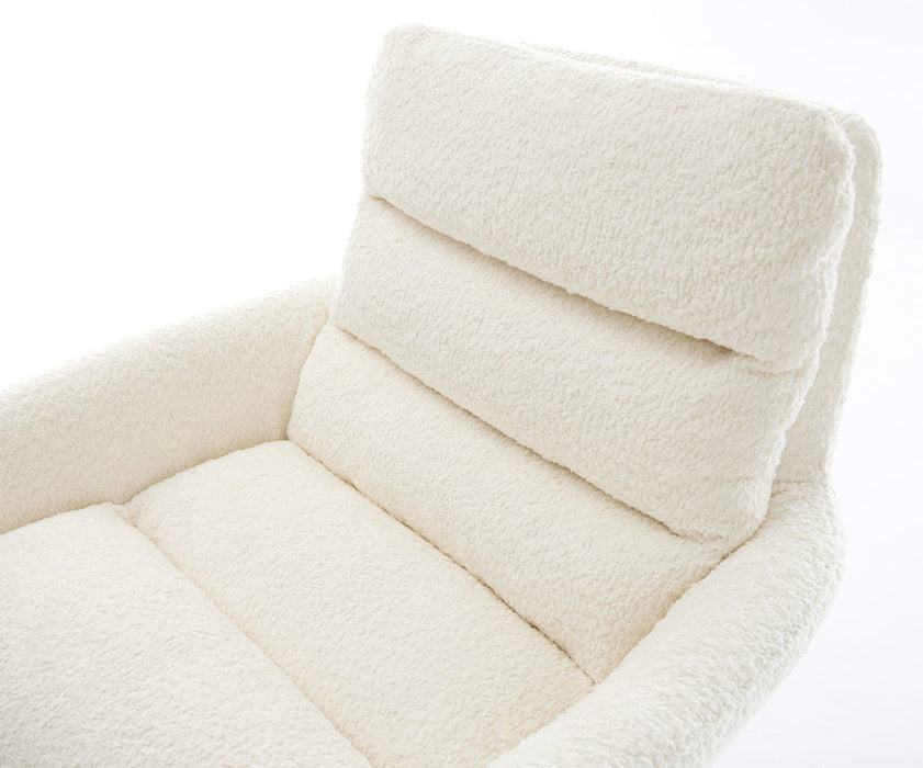 Dining Chair Abelia Bouclé White Sled Base Silver