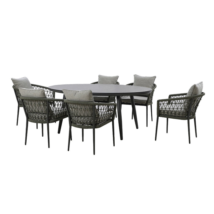 Monaco Rope Weave 6 Seat Oval Dining Set