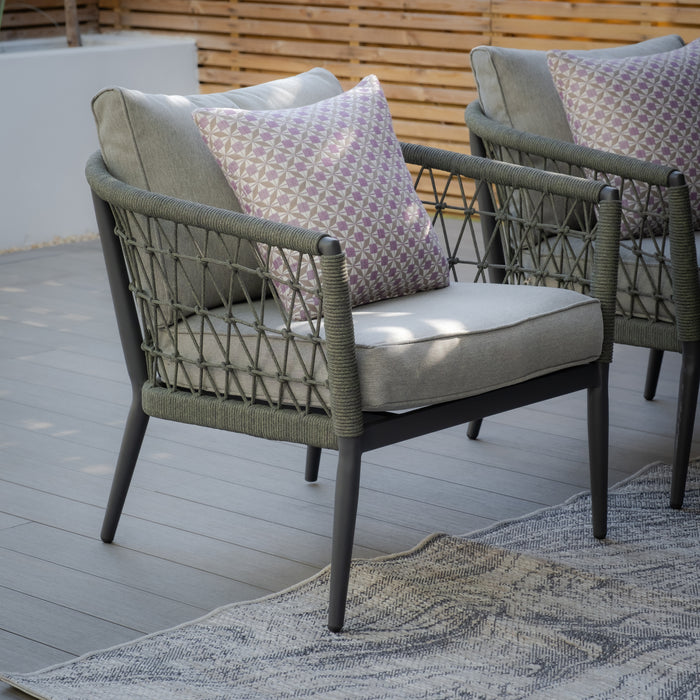 Monaco Rope Weave Small Square Corner with 2 Armchairs