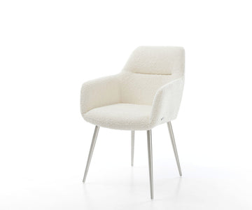 Dining Chair Pejo Bouclé White 4 Legs Base Silver Pocket Springs