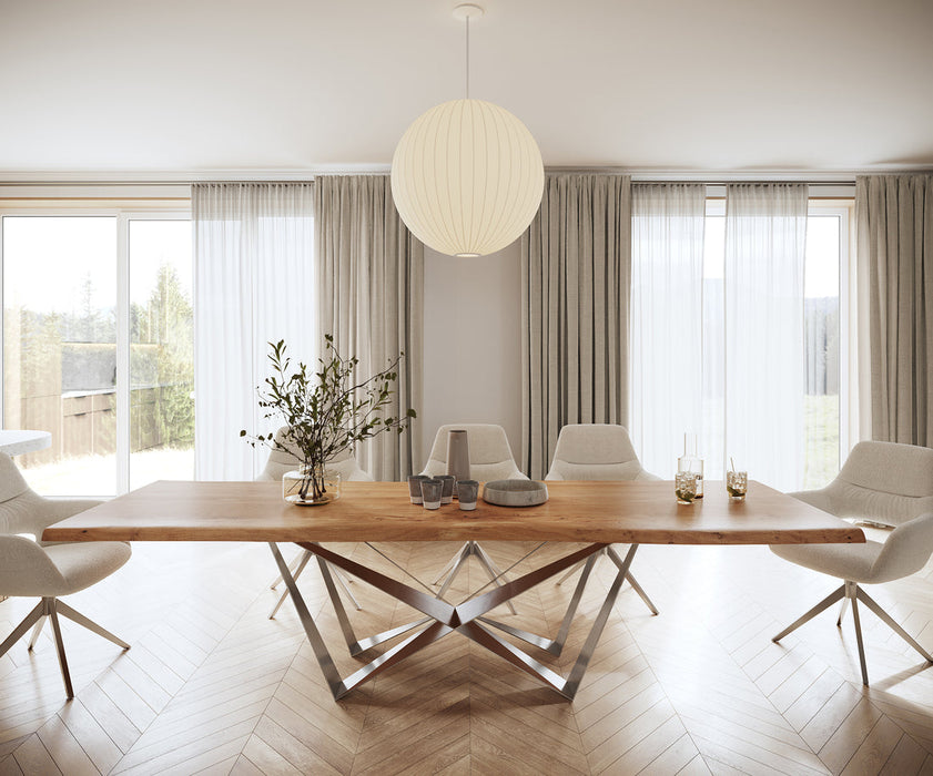Dining Table Olympus Live Edge 300cm Acacia Wood Natural Spider Frame Steel 55mm Top