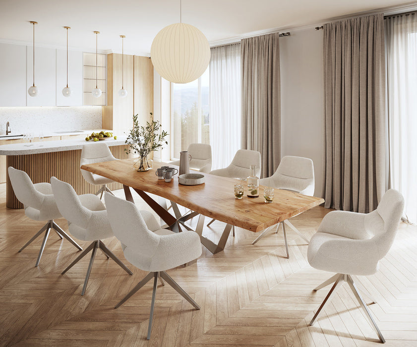 Dining Table Olympus Live Edge 300cm Acacia Wood Natural Spider Frame Steel 55mm Top