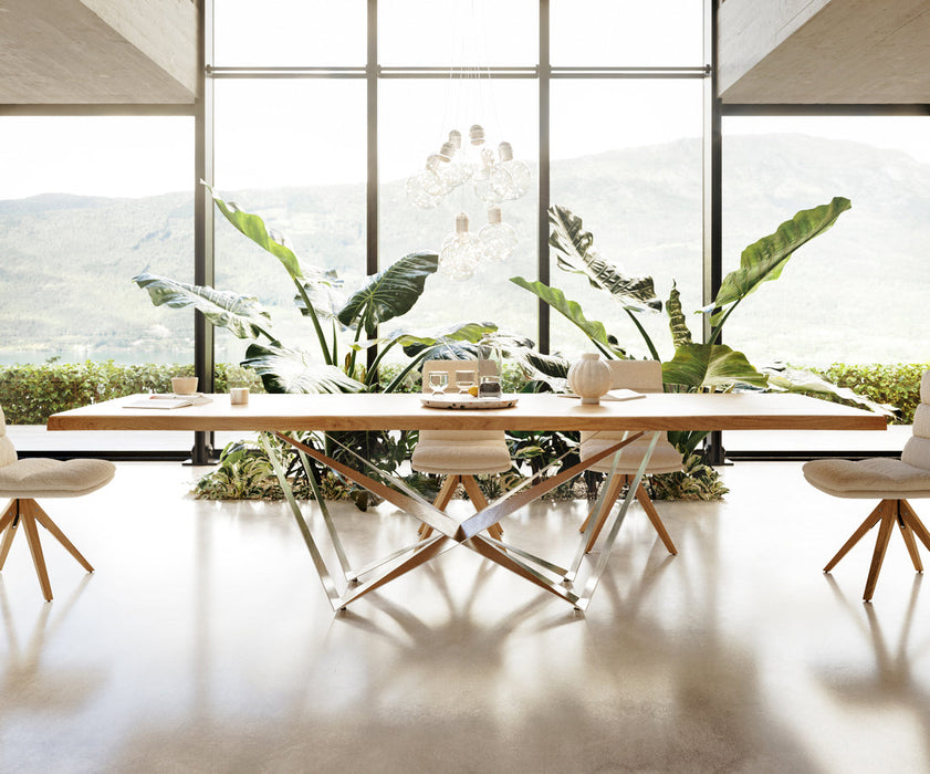 Dining Table Olympus Live Edge 300cm Oak Wood Natural Spider Frame Steel 50mm Top