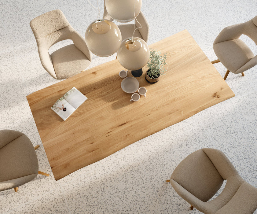 Dining Table Olympus Live Edge 200cm Oak Wood Natural Cross Frame Steel 32mm Top