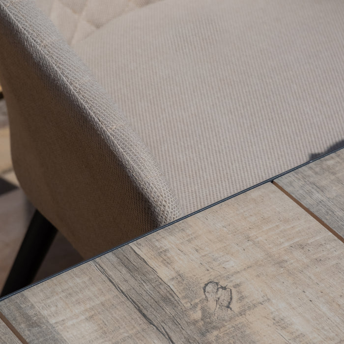 Vienna 6 - 10 Seat Extending Rectangular Dining Table with Charcoal Frame and 10 Ambition Oatmeal Outdoor Fabric Dining Chairs