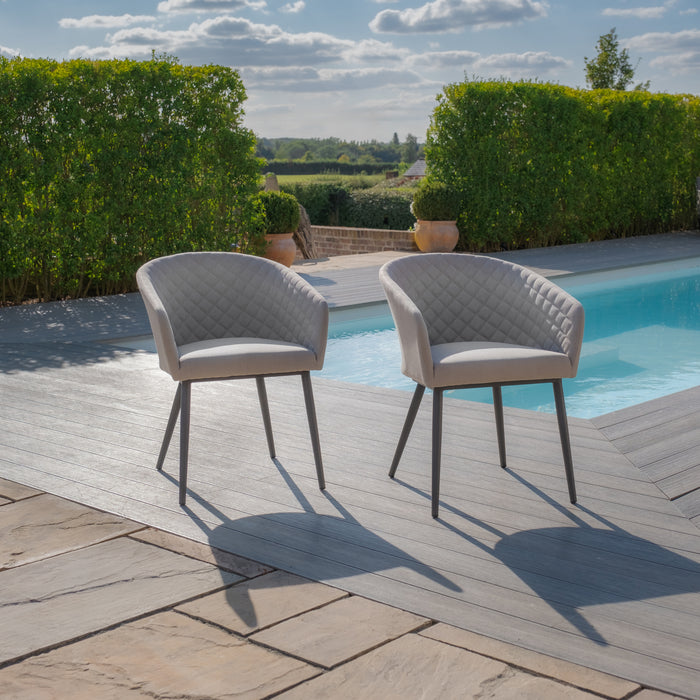 Vienna 6 - 10 Seat Extending Rectangular Dining Table with Charcoal Frame and 10 Ambition Oatmeal Outdoor Fabric Dining Chairs