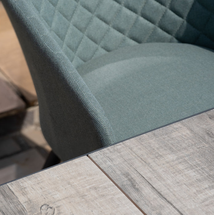 Vienna 6 - 10 Seat Extending Rectangular Dining Table with Charcoal Frame and 10 Ambition Sage Green Outdoor Fabric Dining Chairs