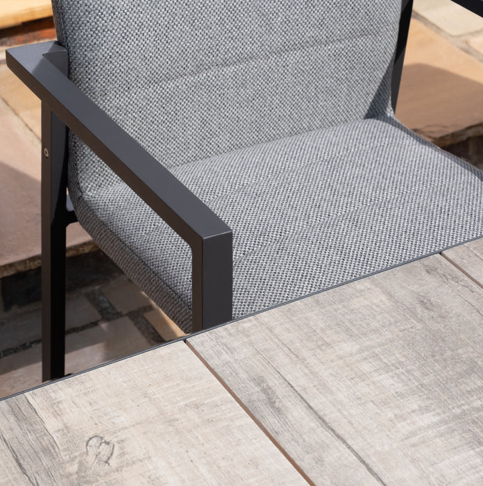 Vienna 6 - 10 Seat Extending Rectangular Dining Table with Charcoal Frame and 10 Ibiza Zinc Grey Outdoor Fabric Dining Chairs