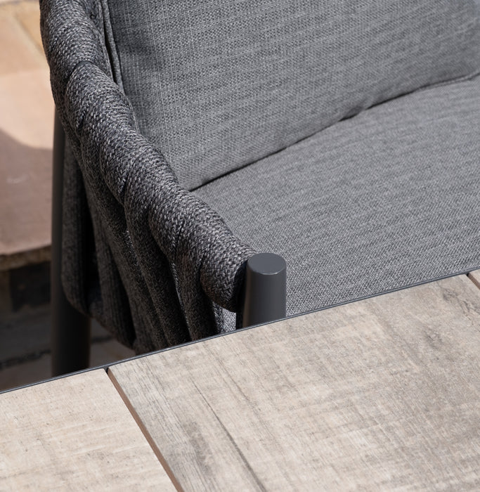 Vienna 6 - 10 Seat Extending Rectangular Dining Table with Charcoal Frame and 10 Milan Charcoal Rope Weave Dining Chairs