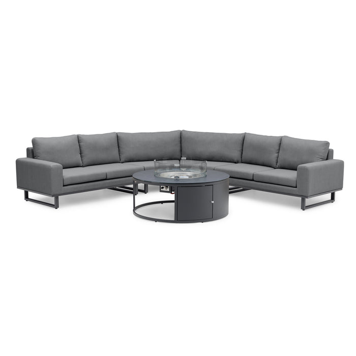 Outdoor Fabric Ethos Grande Corner Sofa Set with Round Fire Pit Table