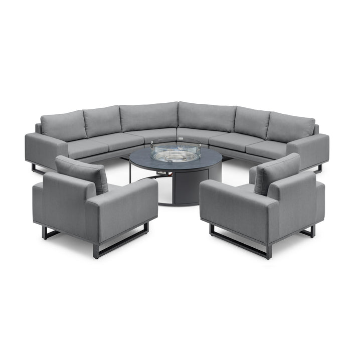 Outdoor Fabric Ethos Grande Corner Sofa Set & 2 Armchairs with Round Fire Pit Table