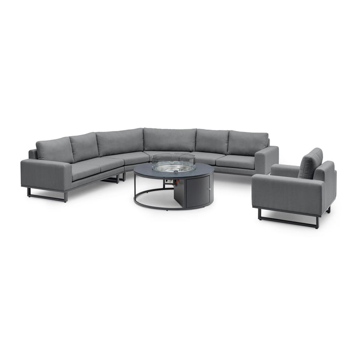 Outdoor Fabric Ethos Grande Corner Sofa Set & Armchair with Round Fire Pit Table