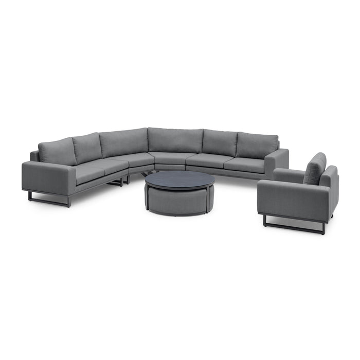 Outdoor Fabric Ethos Grande Corner Sofa Set & Armchair with Round Coffee Table & 3 Footstools