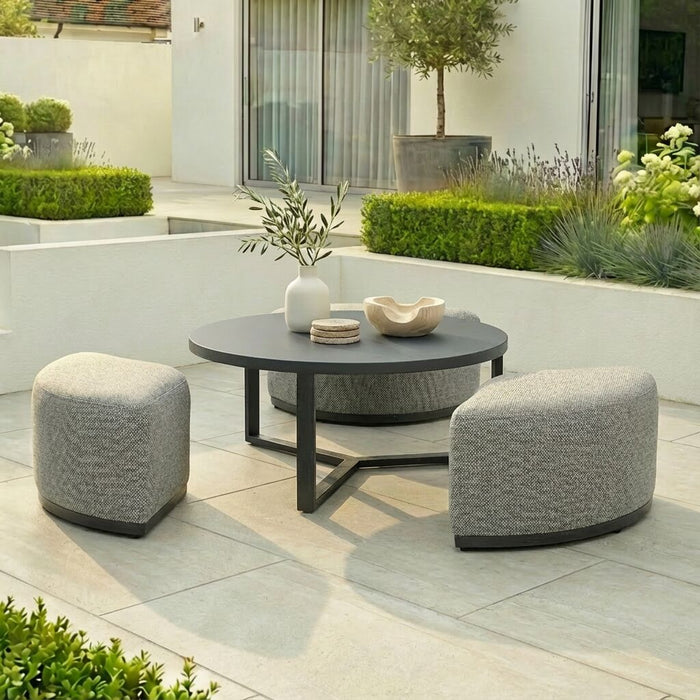 Round Coffee Table with 3 Footstools