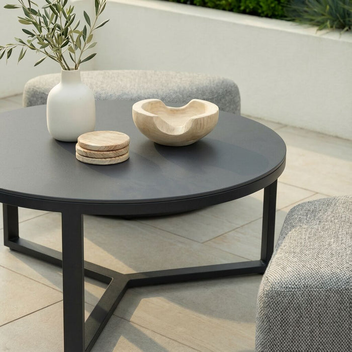 Round Coffee Table with 3 Footstools